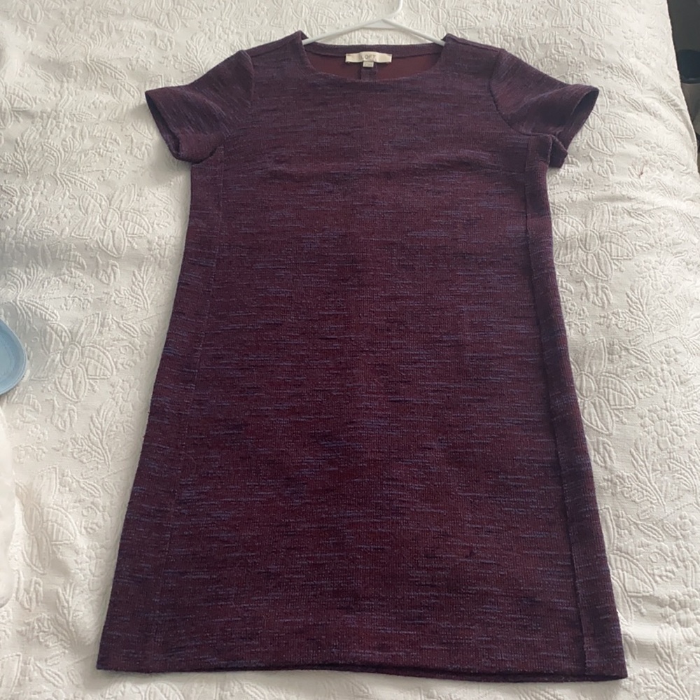 Like new purple patterned LOFT short sleeve dress